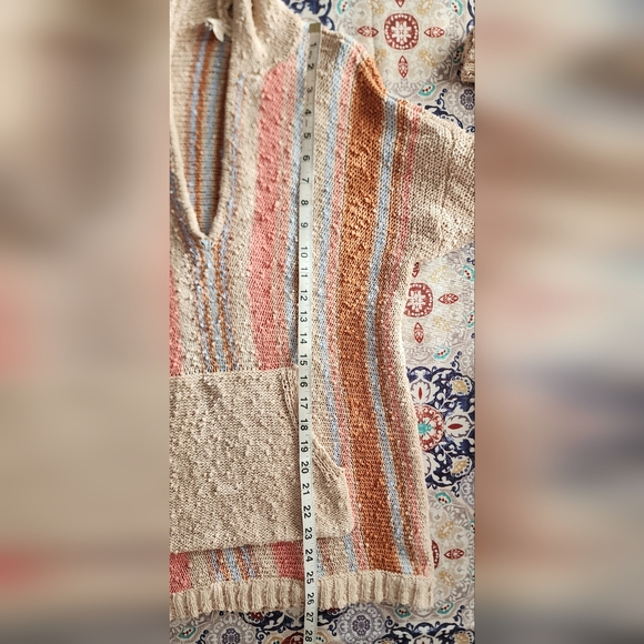 HEM & THREAD Boho Knit Baja‎ Hoodie Striped Slouchy Pullover Women's Large - Picture 6 of 6